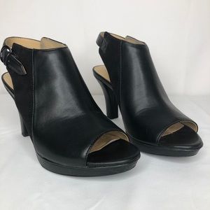 Naturalizer Black Leather,Suede accent,peep toe